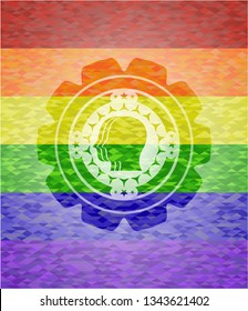 team work icon inside lgbt colors emblem 