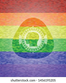 team work icon inside lgbt colors emblem 