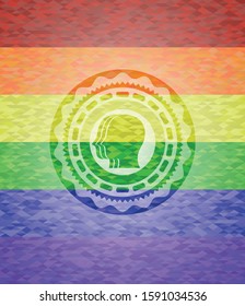 team work icon inside lgbt colors emblem 
