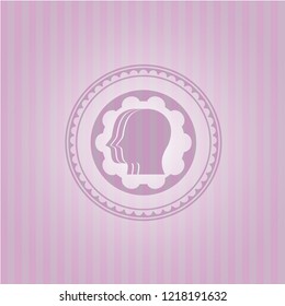 team work icon inside pink emblem. Retro