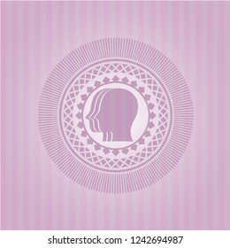 team work icon inside pink icon or emblem