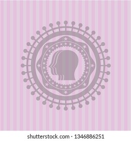 team work icon inside pink emblem. Retro