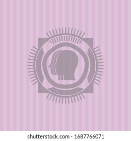 team work icon inside pink emblem. Retro