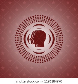 team work icon inside realistic red emblem