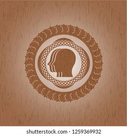 team work icon inside realistic wood emblem