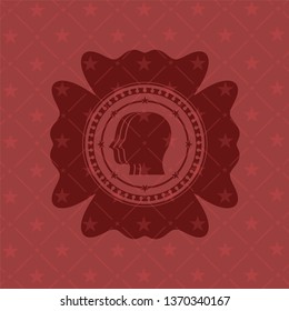 team work icon inside realistic red emblem
