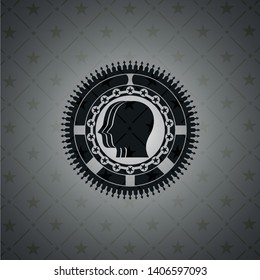 team work icon inside realistic black emblem