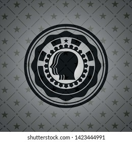 team work icon inside realistic dark emblem