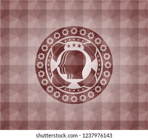 team work icon inside red geometric emblem. Seamless.