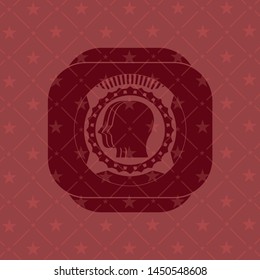 team work icon inside red emblem