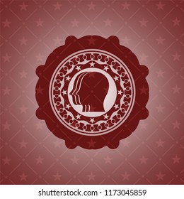 team work icon inside retro style red emblem