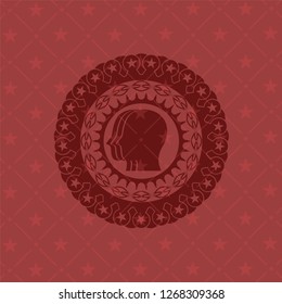 team work icon inside retro style red emblem