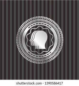 team work icon inside silvery emblem