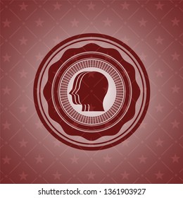 team work icon inside vintage red emblem