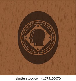 team work icon inside vintage wooden emblem
