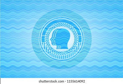 team work icon inside water concept emblem background.