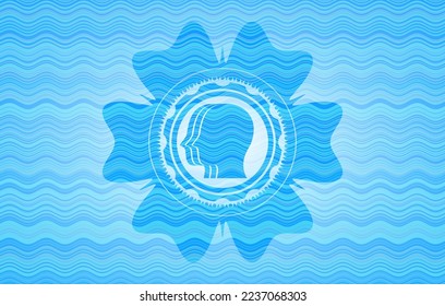 team work icon inside water wave badge background. 