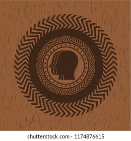 team work icon inside wooden emblem. Vintage.