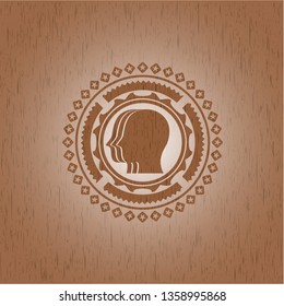 team work icon inside wooden signboards