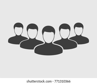 Team Work Icon. A number of people behind the leader. 
