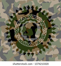 team work icon on camo texture