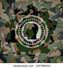 team work icon on camo pattern