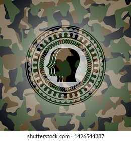 team work icon on camo pattern