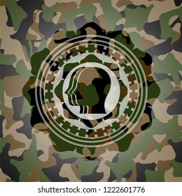 team work icon on camouflage pattern