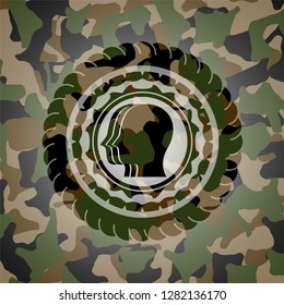 team work icon on camouflage texture