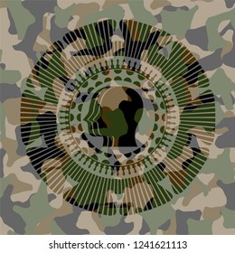 team work icon on camouflaged texture