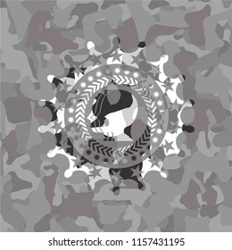 team work icon on grey camouflage pattern