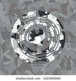 team work icon on grey camouflage texture