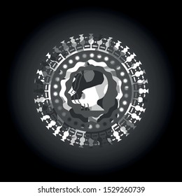 team work icon on grey camouflaged pattern