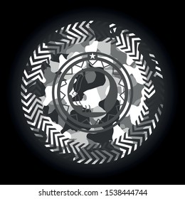 team work icon on grey camouflage texture