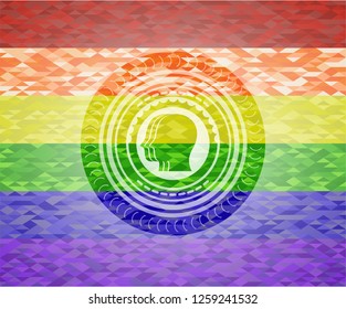 team work icon on mosaic background with the colors of the LGBT flag