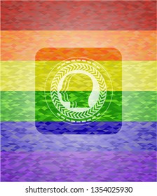 team work icon on mosaic background with the colors of the LGBT flag