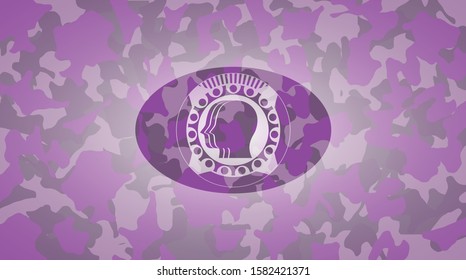 team work icon on pink and purple camouflaged texture