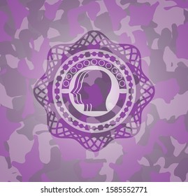 team work icon on pink camo texture