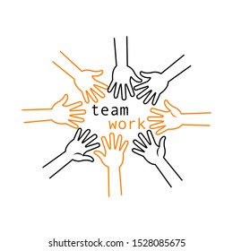 Team work icon. Outline thin line illustration. Flat. Isolated on white background. 