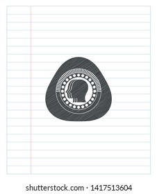 team work icon pencil strokes emblem. Vector Illustration. Detailed.
