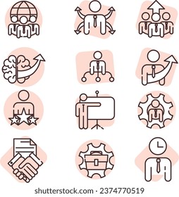 Team-Arbeit Symbol Set, Illustration oder Symbol, Vektorgrafik auf weißem Hintergrund.