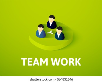 Team work icon, vector symbol in flat isometric style isolated on color background