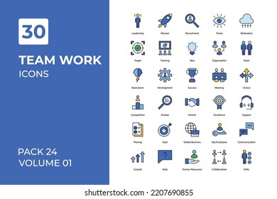 Team Work icons collection. Set vector line with elements for mobile concepts and web apps. Collection modern icons.