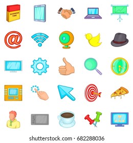 Team work icons set. Cartoon set of 25 team work vector icons for web isolated on white background