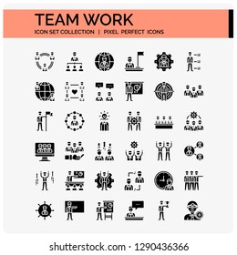 Team Work Icons Set. UI Pixel Perfect Well-crafted Vector Thin Line Icons. The illustrations are a vector.