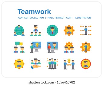 Team Work Icons Set. UI Pixel Perfect Well-crafted Vector Thin Line Icons. The illustrations are a vector.