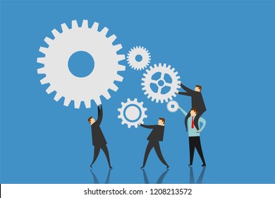 team work illustration arrange gear. Business concept illustration