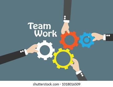 Team Work Illustration Hand Gear Stock Illustration 1048764629 ...