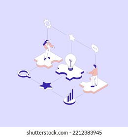team work illustration isometric style