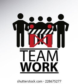 team work illustration over color background